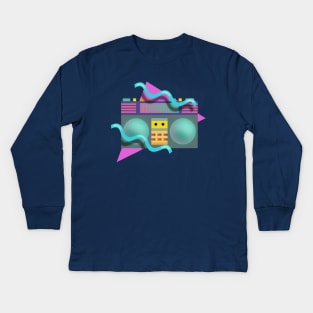 Retro Eighties Boom Box Graphic Kids Long Sleeve T-Shirt